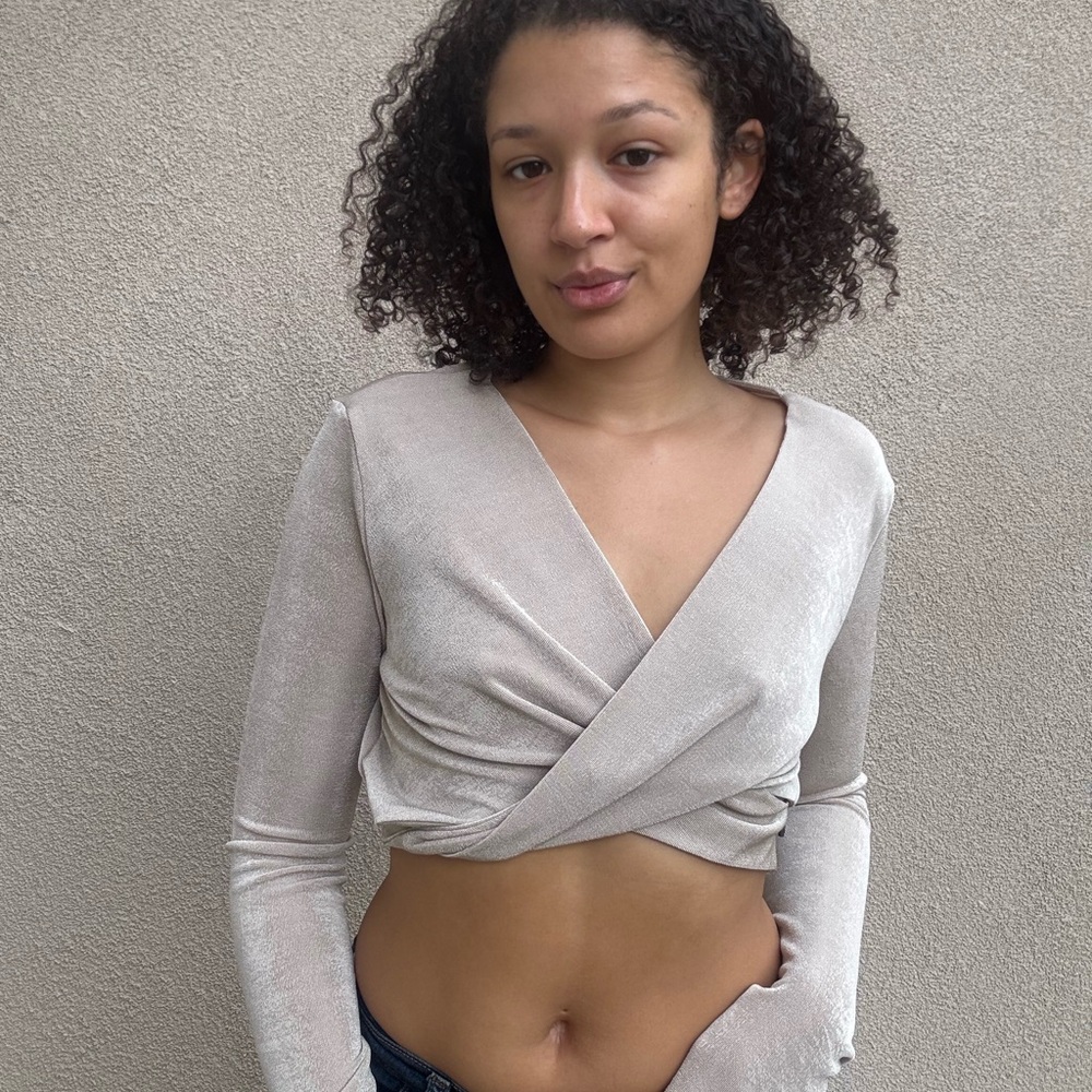 Elegant Cream Wrap Top